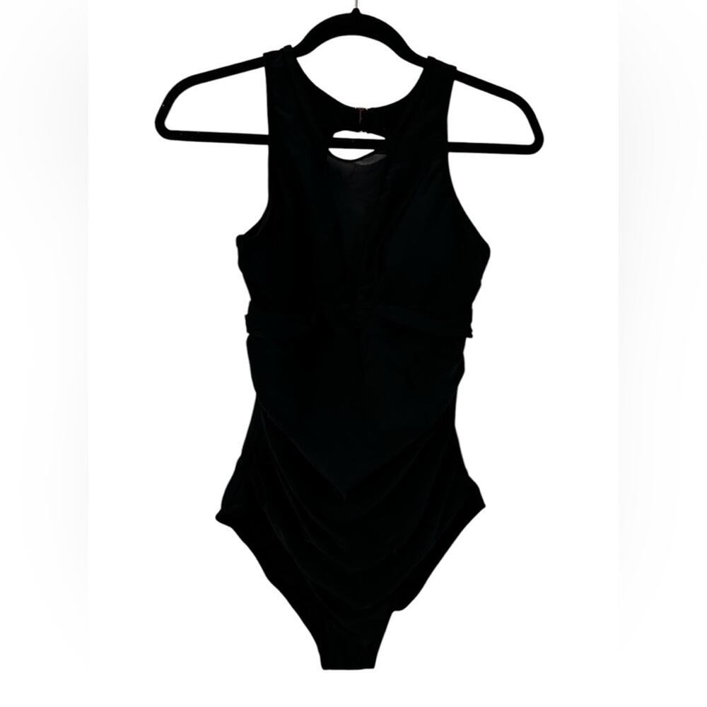 Tempt Me Black One Piece High Neck Monokini Swim Suit Size Medium NWT‎